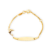 Baby Kinder Gelbgold 9K Bracelet mit Delfin & Gratis Gravur - GB-894